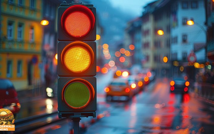 Verkehrsampel Schönbrunn im Steigerwald Einweihung Fußgängerampel