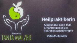 Firmenschild Tanja Malzer Heilpraxis in Possenfelden Schlüsselfeld