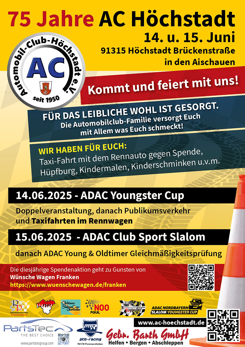 75 Jahre AC Höchstadt: Motorsport-Event & Familienfest am 14.–15. Juni 2025