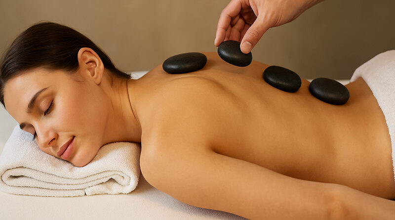 Hot Stone Massage - Tiefenentspannung mit heißen Lava-Steinen in der Heilpraxis Tanja Malzer
