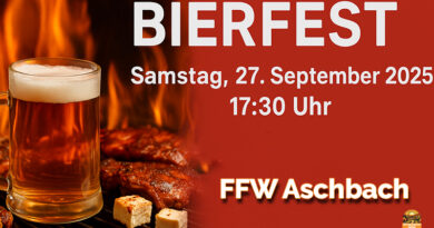 Bierfest der Feuerwehr Aschbach am 27. September 2025