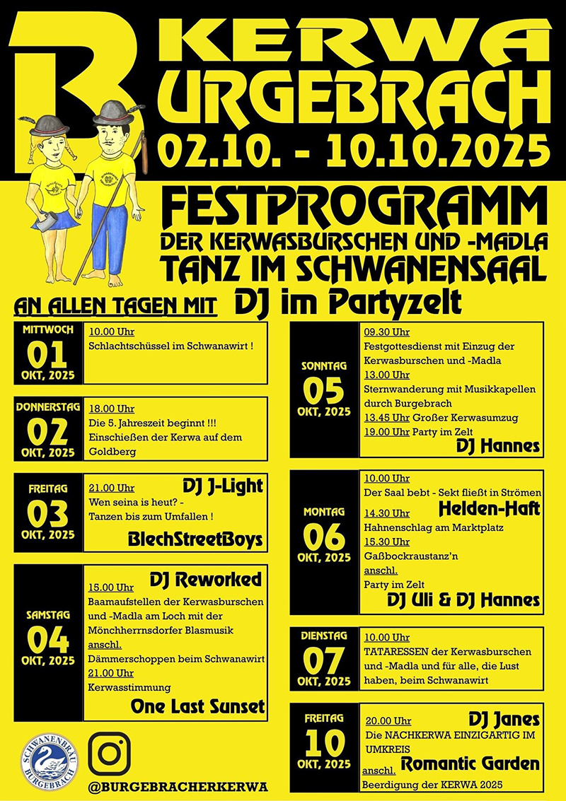 Kerwa Burgebrach 2025 - Das Programm