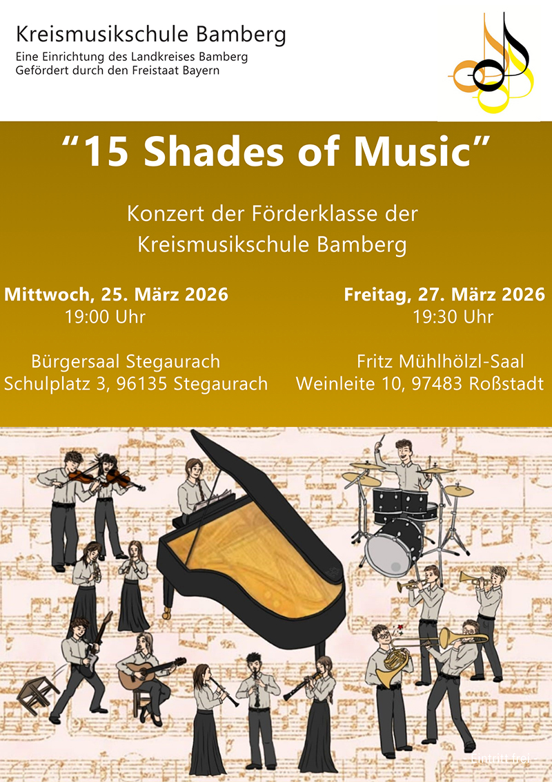 15 Shades of Music - Förderklasse der Kreismusikschule lädt zu zwei Konzerten ein. Stegaurach und Roßstadt