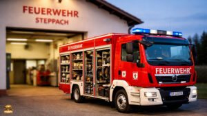 Steppach nimmt neues Feuerwehrfahrzeug in Empfang TSF-Logistik Feuerwehr