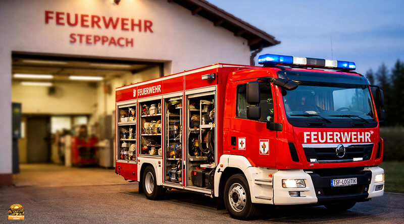 Steppach nimmt neues Feuerwehrfahrzeug in Empfang TSF-Logistik Feuerwehr