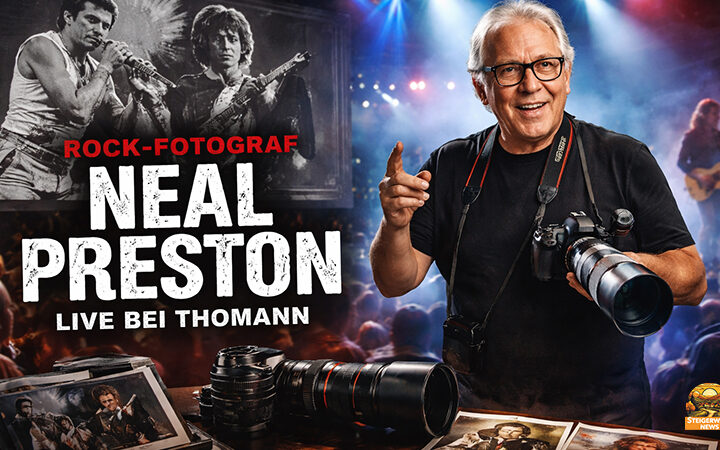 Rock-History in Bildern bei Thomann: Star-Fotograf Neal Preston kommt nach Treppendorf und spricht live über legendäre Aufnahmen, Weltstars und unvergessliche Konzertmomente.