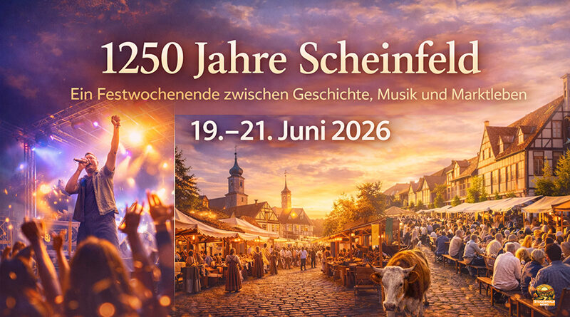 1250 Jahre Scheinfeld - Jubiläumswochenende vom 19. bis 21. Juni 2026 Festwochenende zum Jubiläum