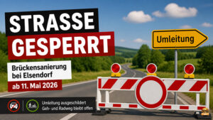 Vollsperrung bei Elsendorf - Kreisstraße BA 50 wird wegen Brückensanierung gesperrt
