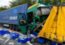 Unfall mit fünf Lastwagen auf der A3: Pferd bleibt offenbar glimpflich verletzt. Zwischen Raststätte Steigerwald und Anschlussstelle Höchstadt Nord