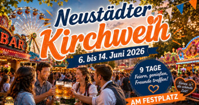 Menschen feiern auf der Kerwa in Neustadt. Neustädter Kirchweih 2026 - Neun Tage Feststimmung in Neustadt an der Aisch