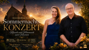 Sommernachtskonzert in Ebrach: Klassik und Filmmusik in der Klosterkirche mit Svenja Weierich und Thomas Meyer