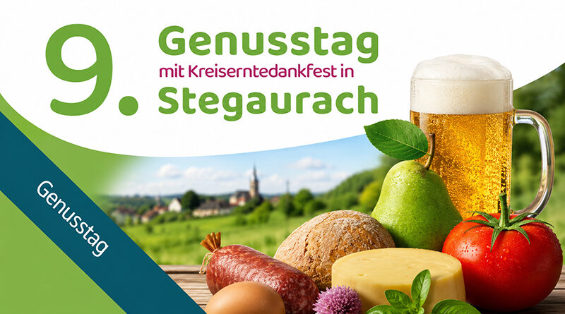 Der 9. Genusstag findet am 27. September 2026 in Stegaurach statt. Rund 70 Aussteller präsentieren regionale Spezialitäten und Kunsthandwerk.