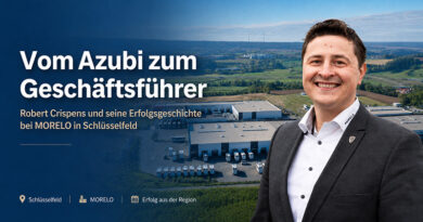 MORELO-Geschäftsführer Robert Crispens am Unternehmensstandort in Schlüsselfeld – vom Azubi bis zum Geschäftsführer.