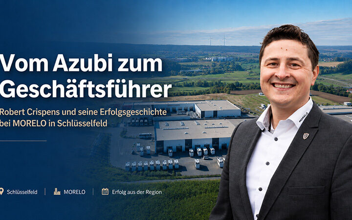 MORELO-Geschäftsführer Robert Crispens am Unternehmensstandort in Schlüsselfeld – vom Azubi bis zum Geschäftsführer.