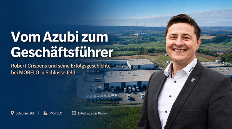MORELO-Geschäftsführer Robert Crispens am Unternehmensstandort in Schlüsselfeld – vom Azubi bis zum Geschäftsführer.