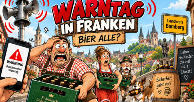 Bundesweiter Warntag 2026 Probealarm am 10. September 2026. Landkreis Bamberg, Landkreis Erlangen-Höchstadt, Landkreis Neustadt Aisch - Bad Windsheim. Warntag in Franken – Sirenen heulen, weil angeblich das Bier ausgegangen ist