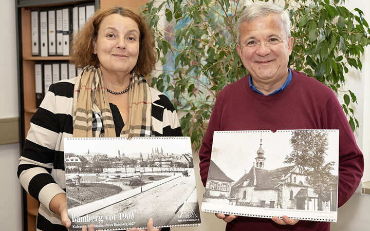 Der Kalender "Bamberg vor 1900" wird vom Fotograf vorgestellt. Stadtarchivkalender 2027: Bamberg vor 1900 in zwölf Fotografien. Historische Fotos zeigen das Bild von Bamberg von damals